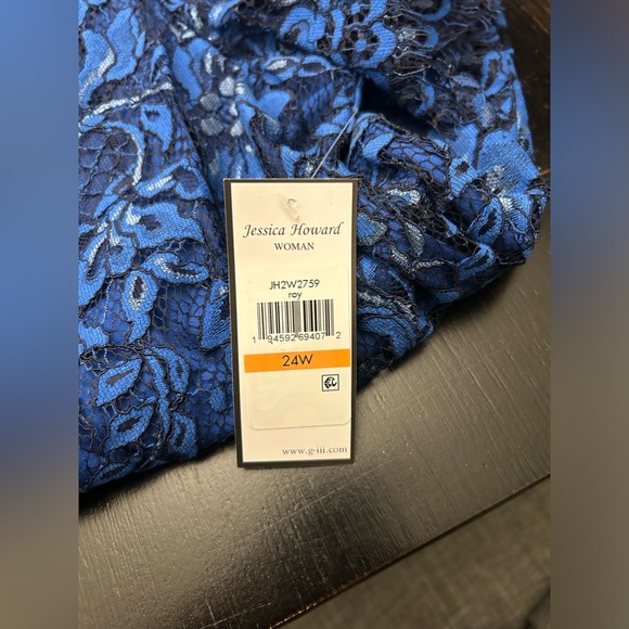 Jessica Howard Women's Lace Midi Dress with Flutter Sleeves & Boat Neck Size 24W - Picture 8 of 9